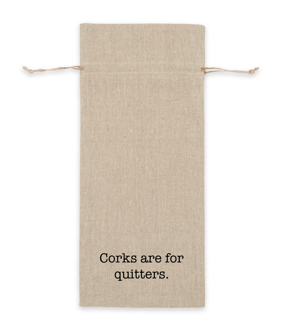 Quitters - Linen Wine Bag