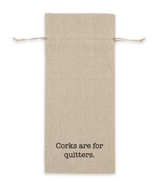 Quitters - Linen Wine Bag